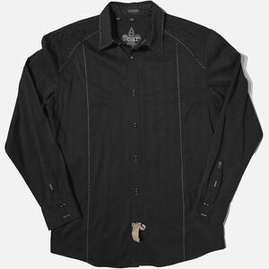 Roar Black Embroidered Contrast Stitching Stretchy Button Up Shirt Men's Size M
